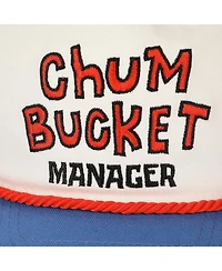 Spongebob Squarepants Men's Chum Bucket Manager White & Blue Retro Grandpa Snapback Hat