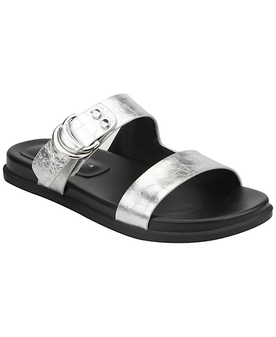Marc Fisher Ltd Women's Gia Double Band Flat Slip-On Sandals