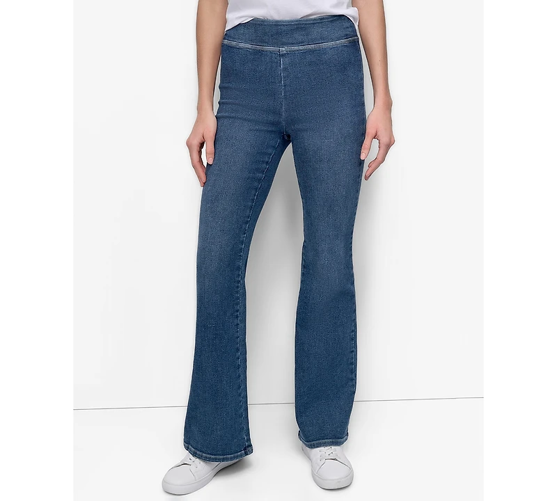 Dkny Jeans Petite High-Rise Flared-Leg Pull-On