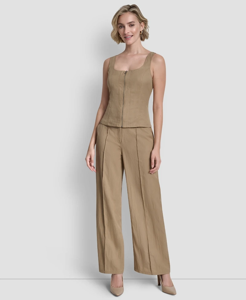 Dkny Women's Sleeveless Zipper Corset Top