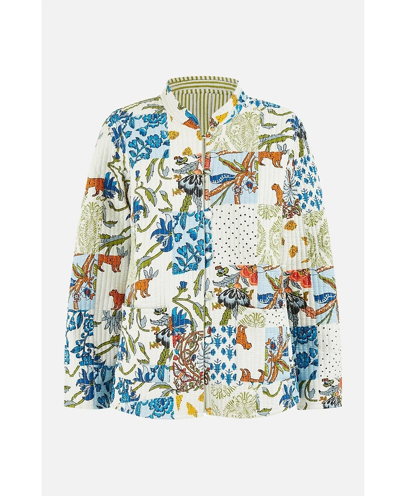 Yumi Women's Indian Patchwork Reversible Jacket