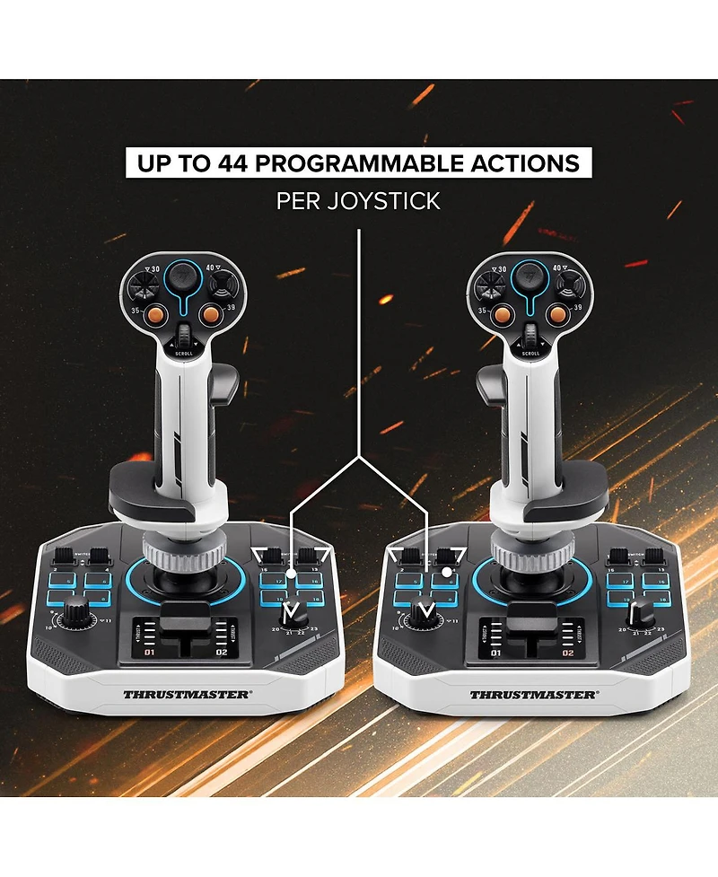 Thrustmaster Sol-R2 Hosas Space Sim Duo Flight Sticks for Pc, Black/White