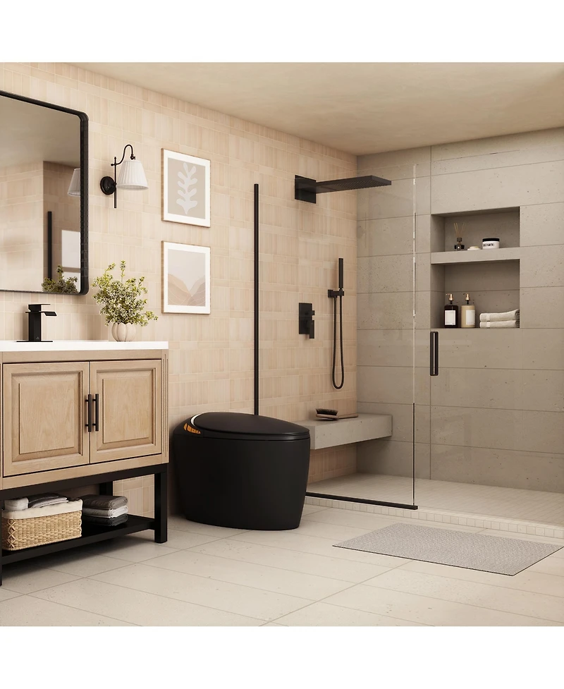 Casainc Unique Smart One-Piece Bathroom Fixture with Auto Seat, Foot Sensor, Led Display, Warm Water & Dryer