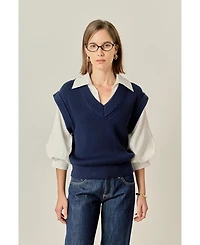 English Factory Women's Mixed Media Top