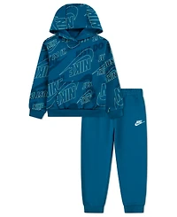 Nike Boys 4-7 2-Piece Sportswear Glow With Me Lightweight Pull-On Hoodie and Pants Set