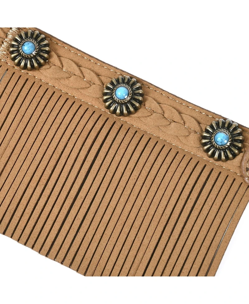 Blueberry Pet Silver-Powered Freshness Microfiber Suede Dog Collar Midnight Black– Fringed Style with Turquoise Studs