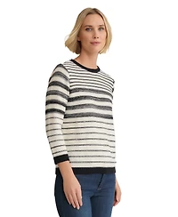 Jones New York Women's Striped Crewneck Sweater