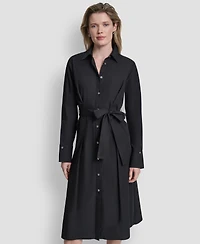 Dkny Women's Long-Sleeve Collared Neck Midi Shirtdress