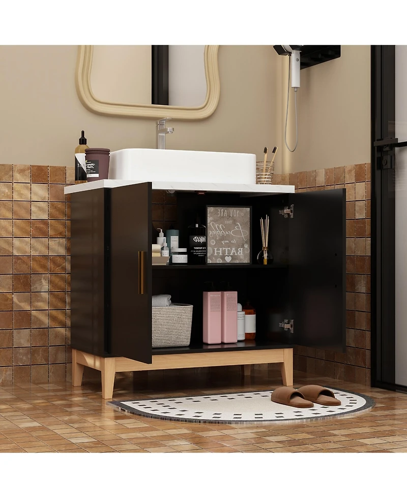 Homsee Single Sink Bathroom Vanity with Ceramics Top