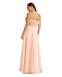 Mac Duggal Women's Pleated Chiffon Strapless Gown With Ruffles