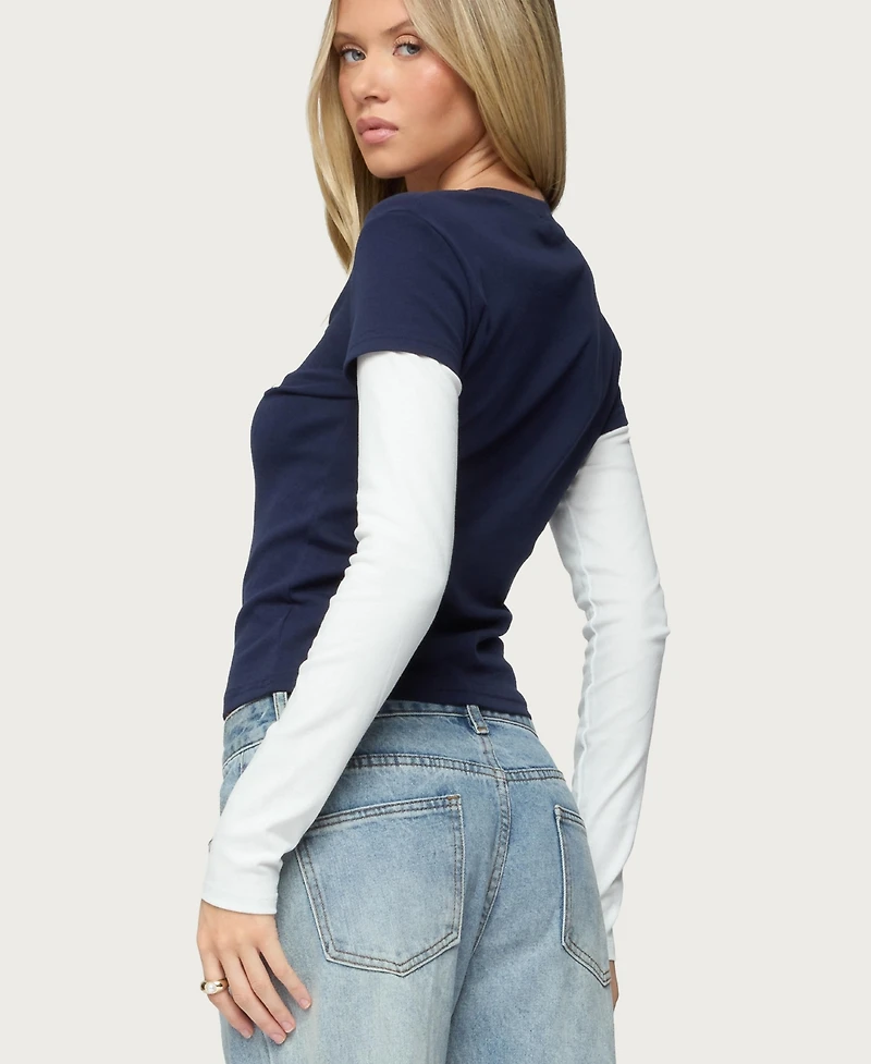 Edikted Women's Boston Layered Long Sleeve T Shirt