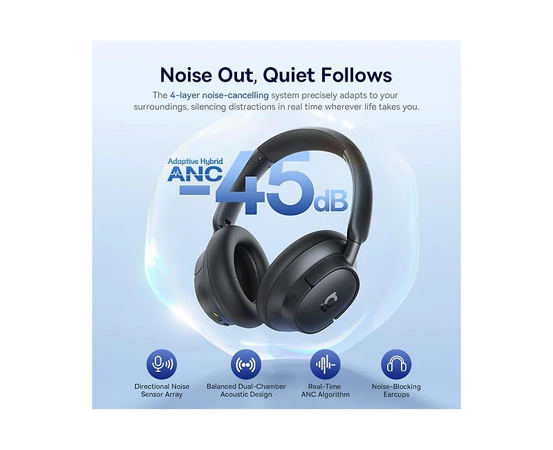 Baseus Bass BH1 Nc Adaptive Anc Wireless Headphones – Ldac Hi-Res Audio, Real-Time Noise Cancelling, SuperBass 2.0, 80H Playtime