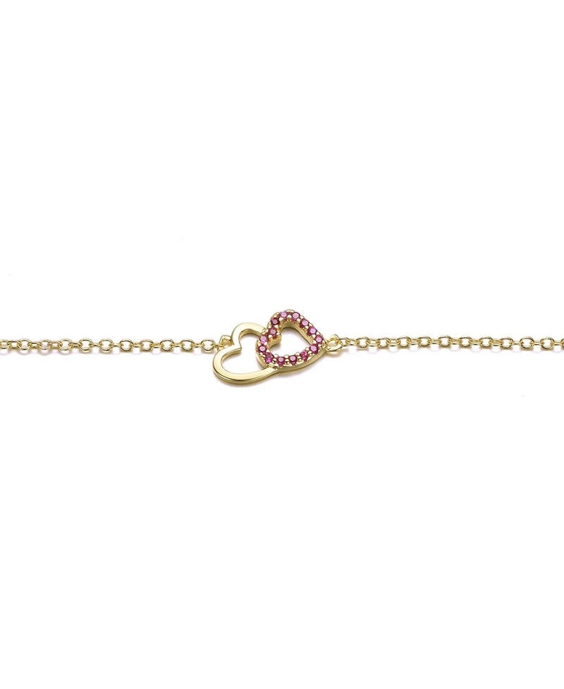 GiGiGirl Kids 18k Rose Gold Plated Cubic Zirconia Double Heart Entwined White Gold Plated Bracelet