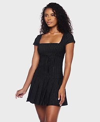B Darlin Juniors' Striped Pleated Mini Dress