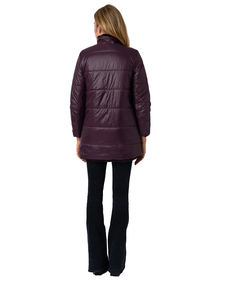 Via Spiga Women's Belted Shawl Wrap Faux Shearling Coat