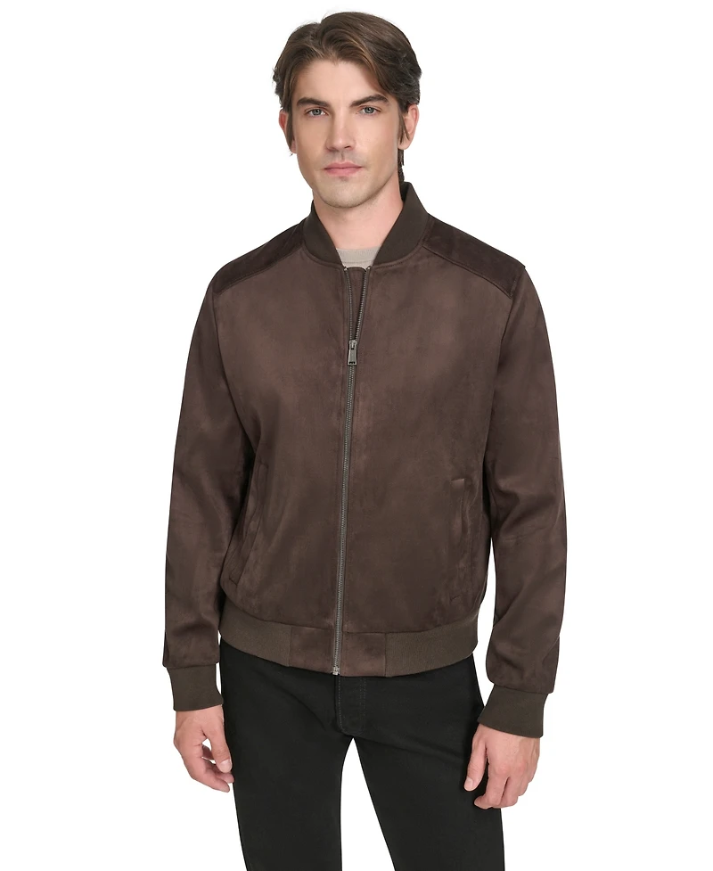 Cole Haan Men's Faux Suede Bomber Jacket