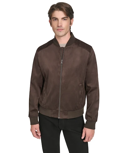 Cole Haan Men's Faux Suede Bomber Jacket