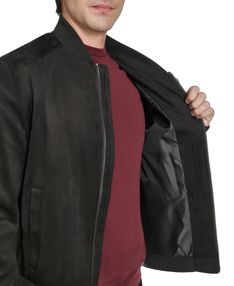 Cole Haan Men's Faux Suede Bomber Jacket