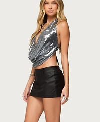 Edikted Women's Sequin Backless Halter Neck Top