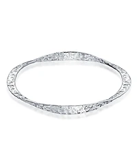 Bling Jewelry Set of 2 Modern Geometric Stackable Textured Hammered Bangle Bracelet Matte Finish Sterling Silver