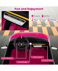 Hongge 24V Licensed Lamborghini 2-Seater Ride-On Car with Music, Lights, and Remote - Pink