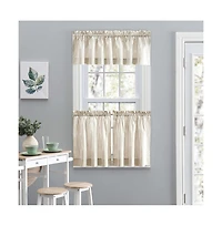Ellis Curtain Plaza Classic Ticking Stripe Printed 1.5" Rod Pocket Tailored Tiers 56" x 24" Tan