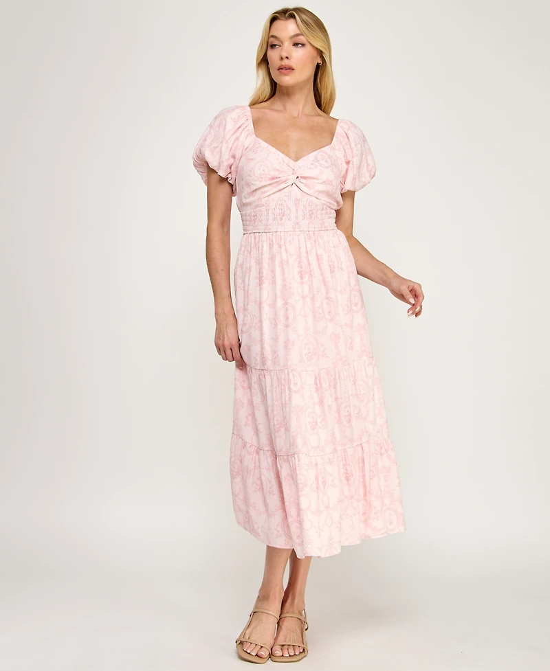 Trixxi Juniors' Sweetheart Neck Twist Front Midi Dress