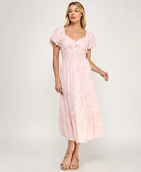 Trixxi Juniors' Sweetheart Neck Twist Front Midi Dress