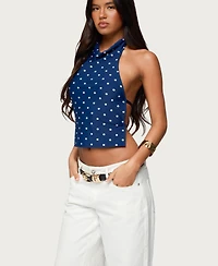 Edikted Women's Raiya Polka Dot Backless Halter Top