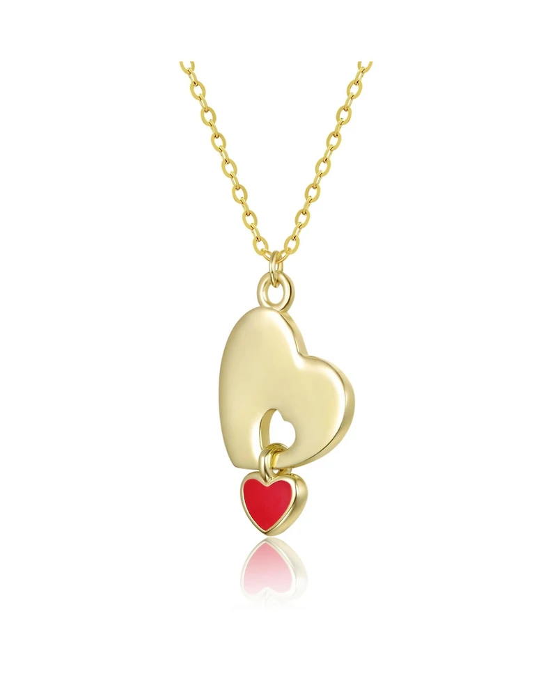 GiGiGirl 14K Gold Plated with Floating Red With Heart Pendant Necklace For Kids