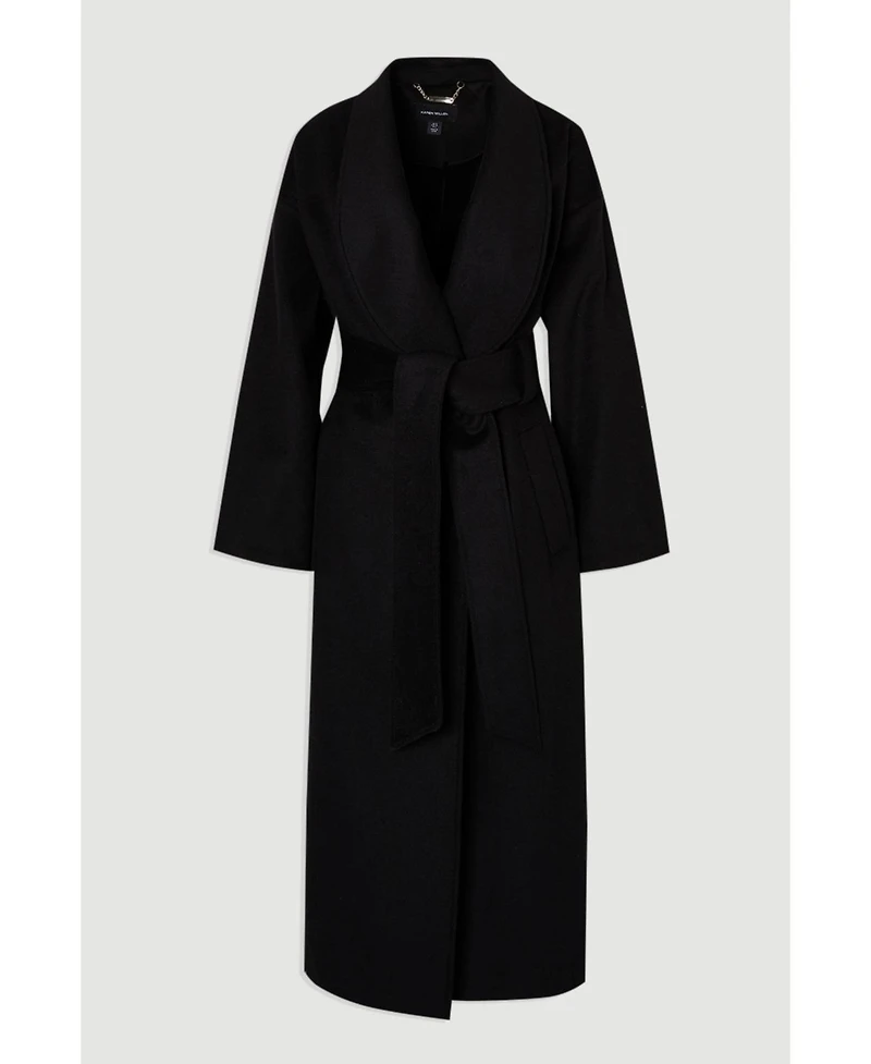 Karen Millen Women's Brushed Wool Wrap Tailored Maxi Coat