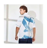 Campus Sutra Men's Sky Blue & Chalk White Stroked Waffle Oversized Shirt
