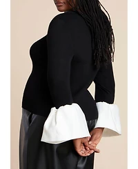 Eloquii Women's Plus Bubble Sleeve Sweater