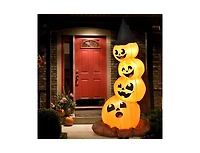 Mondawe 7 ft Halloween Inflatable Pumpkin Combo with Witch's Hat and Led Lights