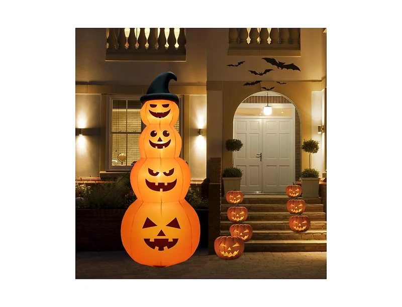 Mondawe 8 ft Inflatable Halloween Pumpkins Stack with Built-in Led Lights