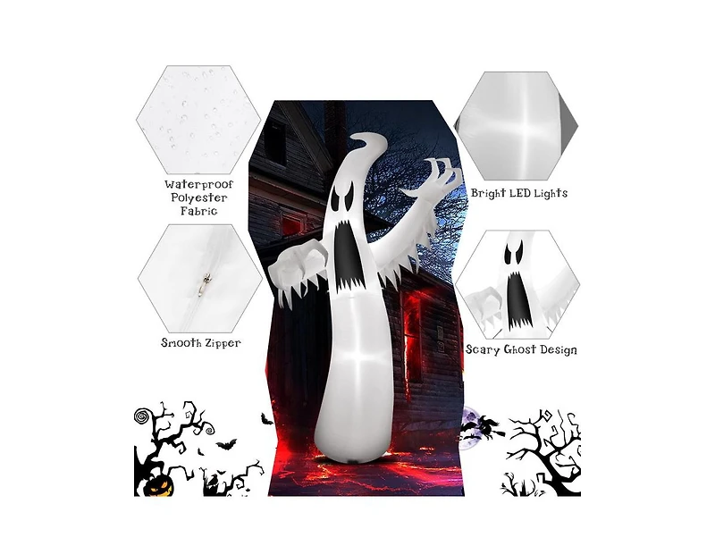 Mondawe 12 ft Halloween Inflatable Ghost with Led Lights
