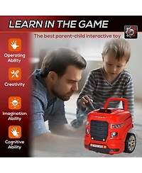 Qaba Mechanic Kids Truck Engine Toy Set, Car Service Play Set