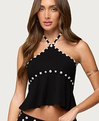 Edikted Women's Kayce Button Halter Top