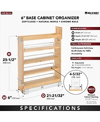 Rev-a-Shelf 6'' Pullout Kitchen Cabinet Organizer Soft-close, 448-bcsc-5C