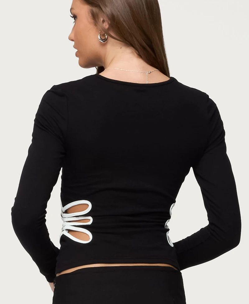 Edikted Women's Contrast Cut Out Long Sleeve Top