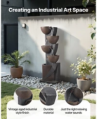 Slickblue Outdoor 5-Tier Jar-Shaped Water Fountain for Garden or Patio