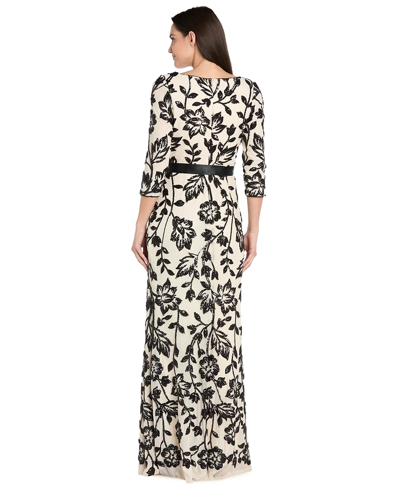 R & M Richards Women's Scoop Neck Long Dress