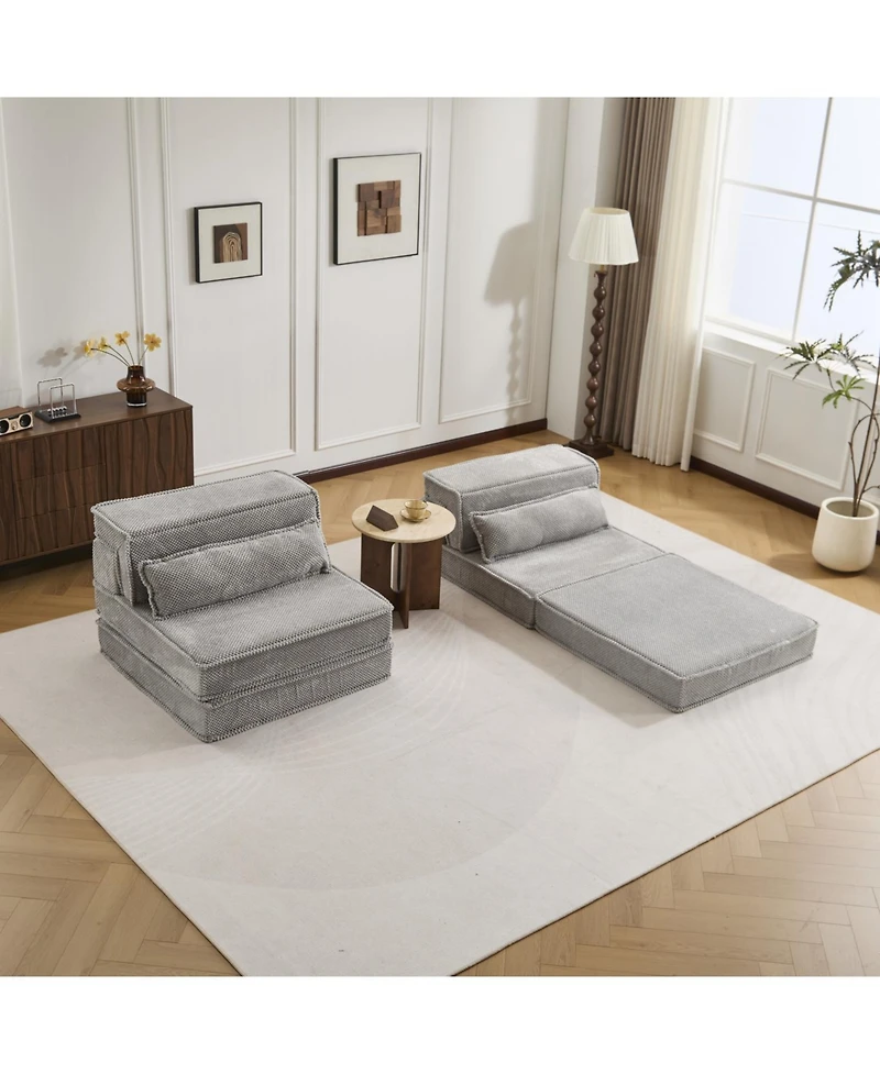 Streamdale Compression Sofa, Convertible Floor Sofa Bed, Light-grey
