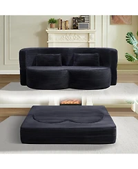 Streamdale Folding corduroy sofa bed, double sofa for living rooms, offices (dark gray)