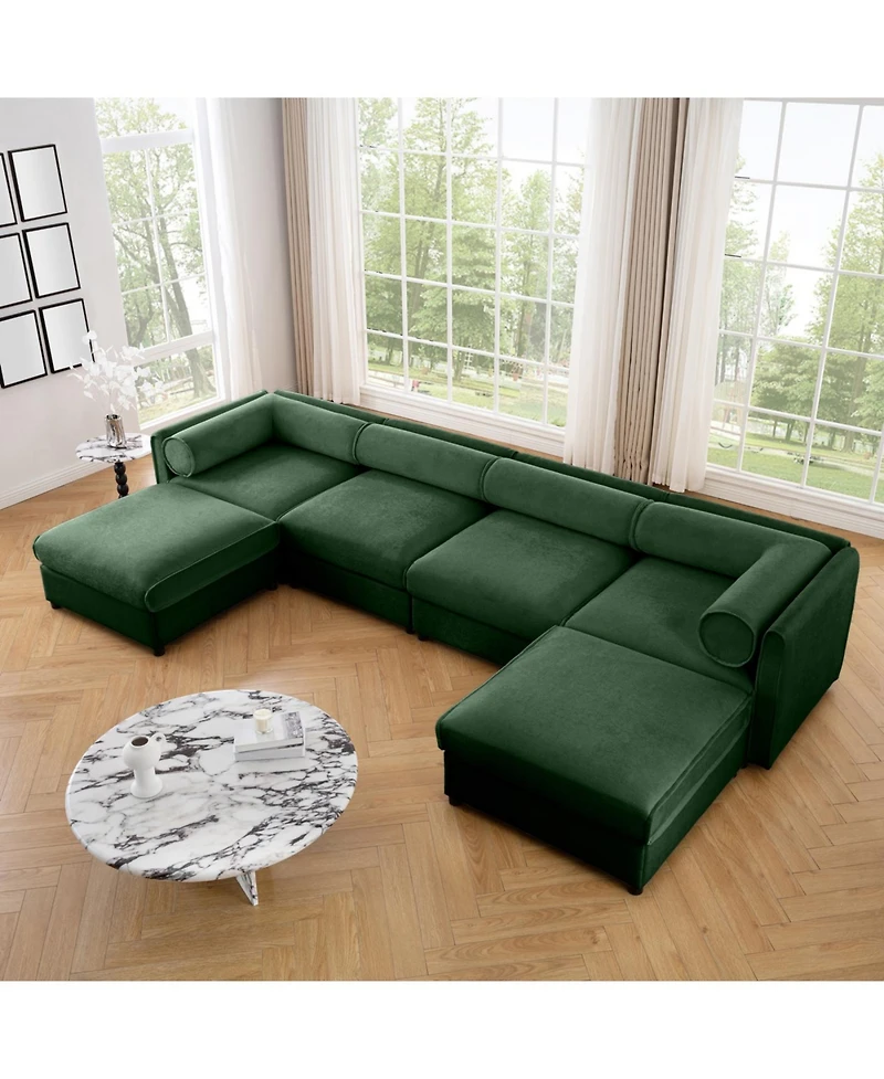 Streamdale Modular Sectional Sofa with Storage, Extra Large U Shaped Green Couch
