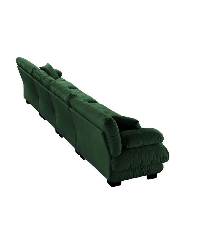 Streamdale 4-Seater Chenille Sectional Sofa - Comfy Upholstered Couch for Living Room