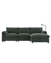 Streamdale Furniture Streamdale 96.5" L-Shaped Chenille Sectional Sofa w/ Storage Ottoman & Usb Charger