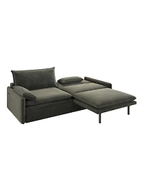 Streamdale 4-Seat Chenille Convertible Sleeper Sofa with Storage & Usb, Dark Grey