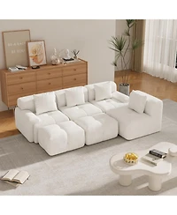 Streamdale Furniture 135.4" 6-Piece U-Shaped Sleeper Modular Sectional Sofa Bed Chaise, Ivory