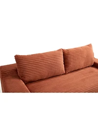 Streamdale Furniture Streamdale Orange Corduroy Loveseat Sofa with Memory Foam & Steel Frame - Convertible 2-in-1 Design